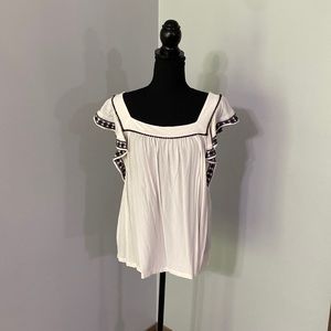 Loft - size XL embroidered neckline blouse